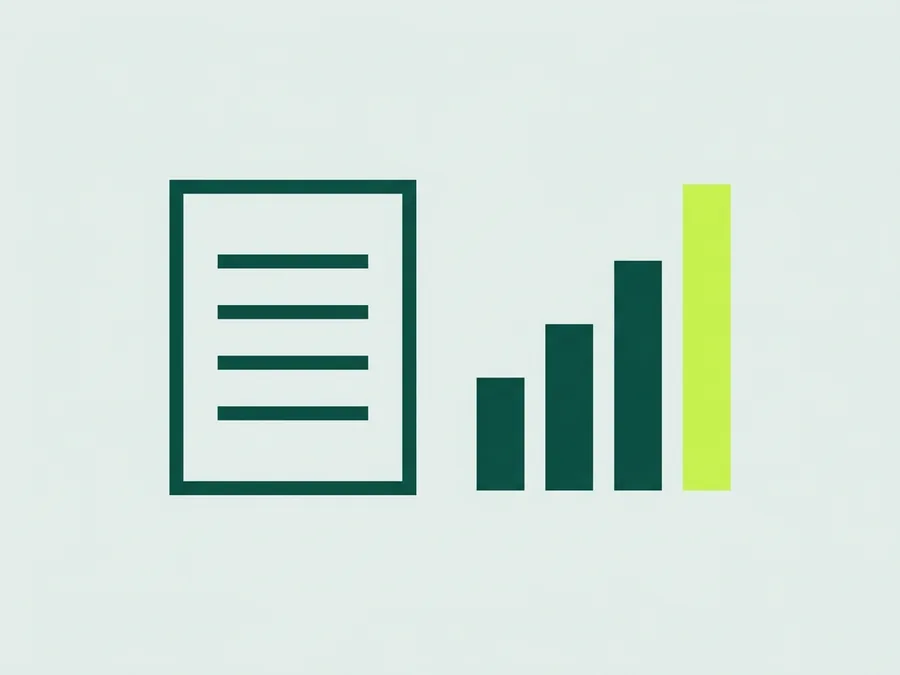 Flat illustration of an open document beside a counting tally